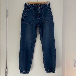 Women’s Denim Jogger Elastic Waist Jeans | Size 27 | Blue Indigo Denim